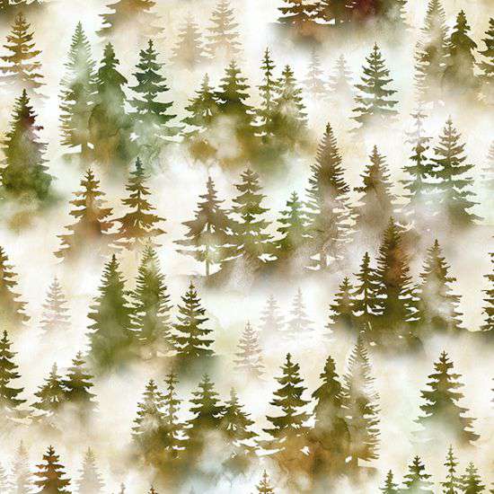 Hoffman Fabrics Mystic Mountains Trees Woodland Digital Print Fabric
