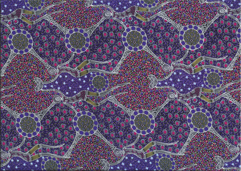 M&S Textiles Women Dancing Near Waterhole Purple Fabric