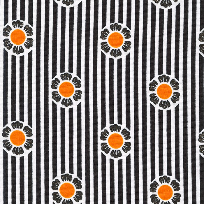 Robert Kaufman Boodacious Flower Stripe Licorice Fabric