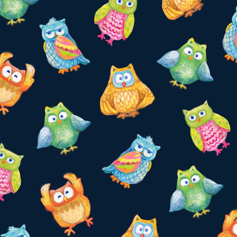 Oasis Fabrics Wee Ones Owls and Jungle Party Allover Owl Navy