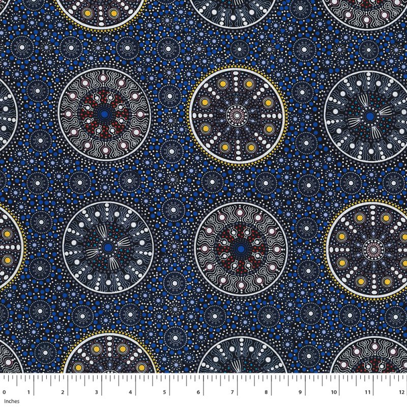 M&S Textiles Wildflowers After Rain-Blue Aboriginal Print WFARBL