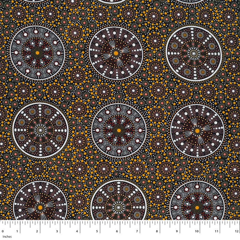 M&S Textiles Wildflowers After Rain-Yellow Aboriginal Print WFARY