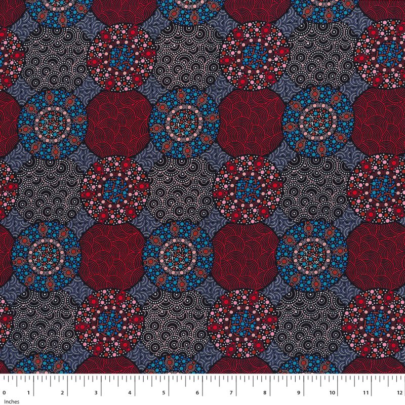 M&S Textiles Wildflowers And Bush Tuckers-Red Fabric