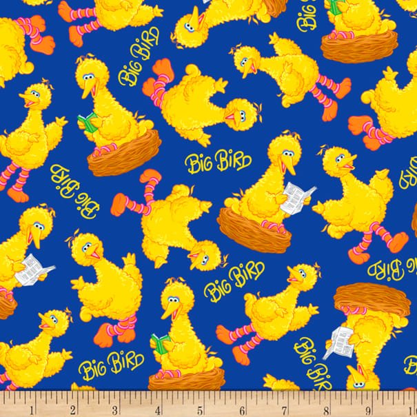 Quilting Treasures Sesame Street Big Bird Royal Fabric