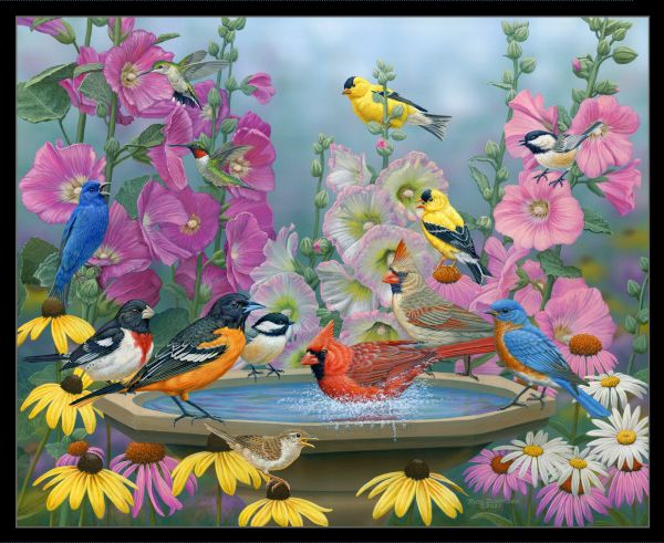 Elizabeth's Studio Birdbath Gathering Panel