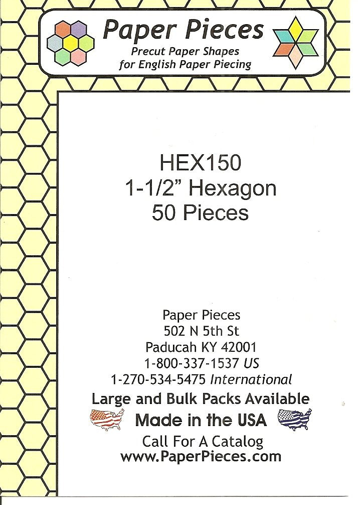 Paper Pieces 1-1/2 in Hexagons 50 Count HEX150S