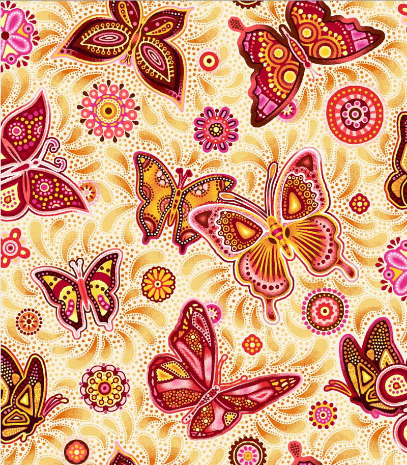 Oasis Fabrics Pannotia Butterfly Beige Fabric