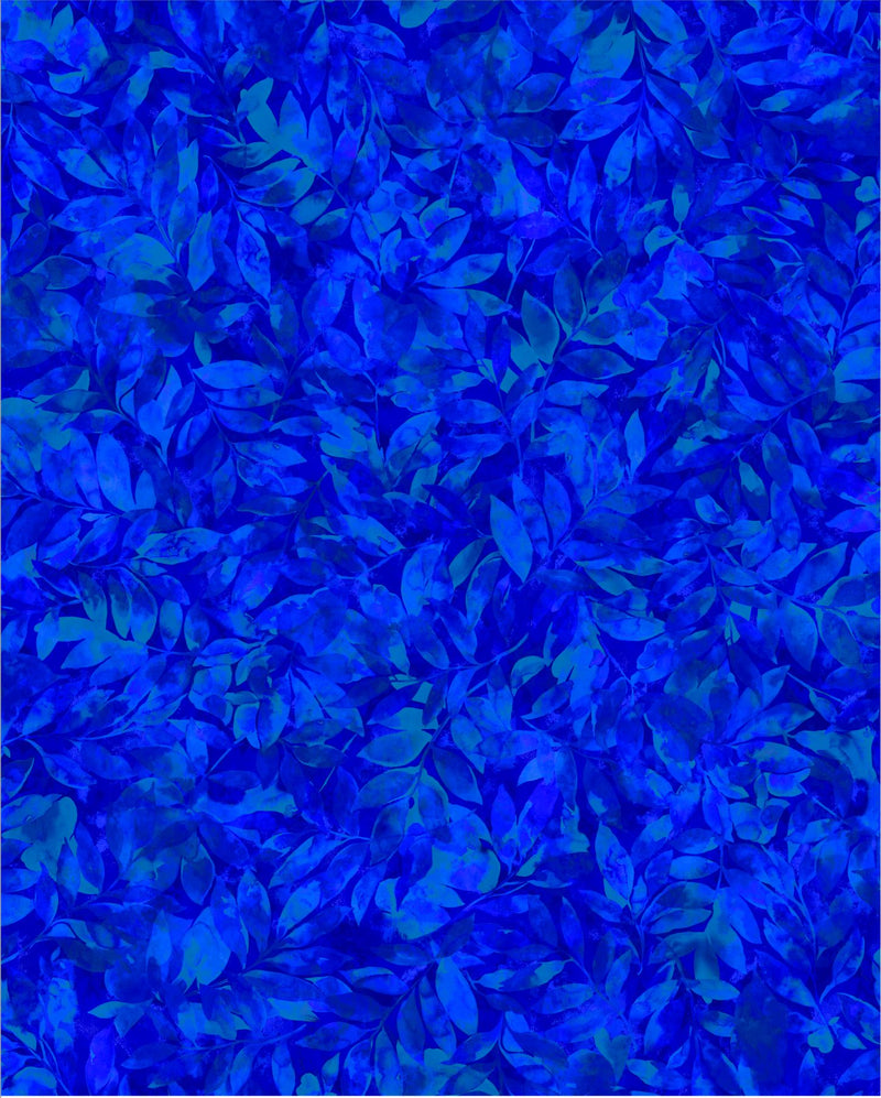 Oasis Fabrics Natures Palette Leaf Tonal Blue Fabric