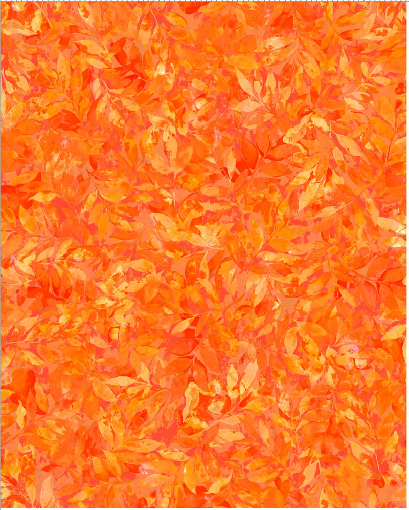 Oasis Fabrics Natures Palette Leaf Tonal Orange Fabric