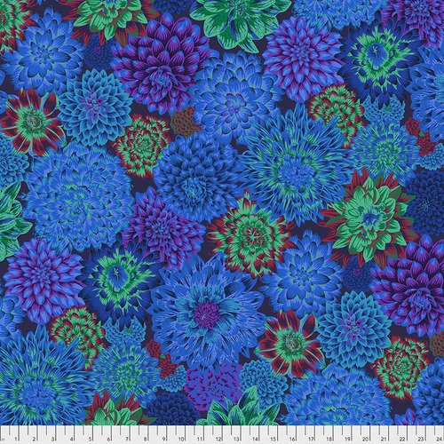 Kaffe Fassett Dancing Dahlias Blue Fabric