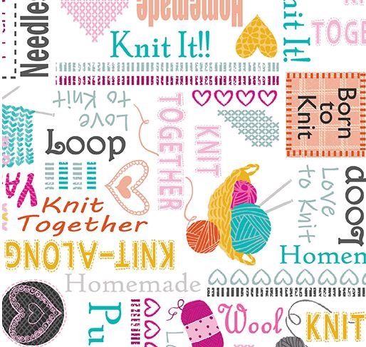 Kanvas Studio Knit Together Words Color White 07874-09