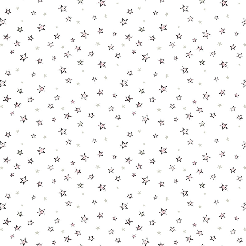 Clothworks Guess How Much I Love Your Stars Pink Flannel Fabric