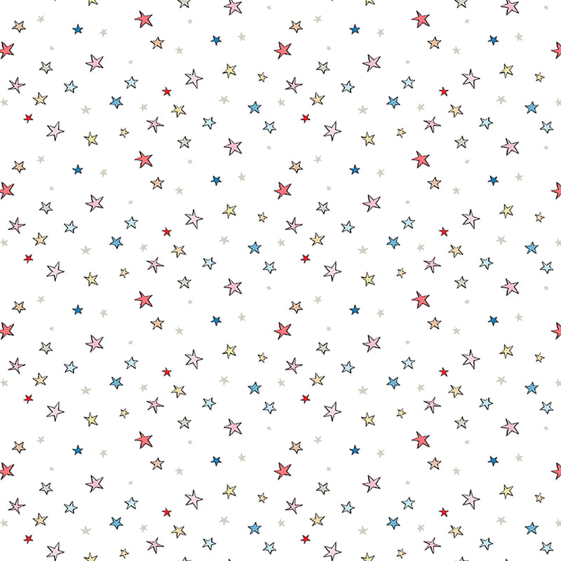 Clothworks Guess How Much I Love Your Stars Multi Flannel Fabric